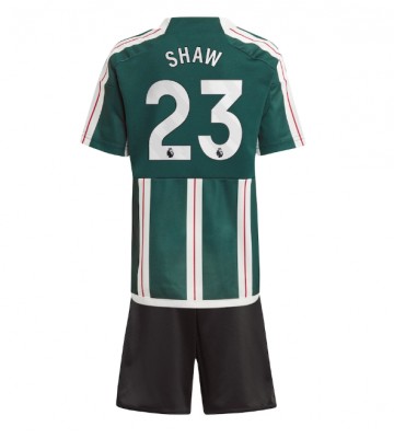 Manchester United Luke Shaw #23 Replika Babytøj Udebanesæt Børn 2023-24 Kortærmet (+ Korte bukser)